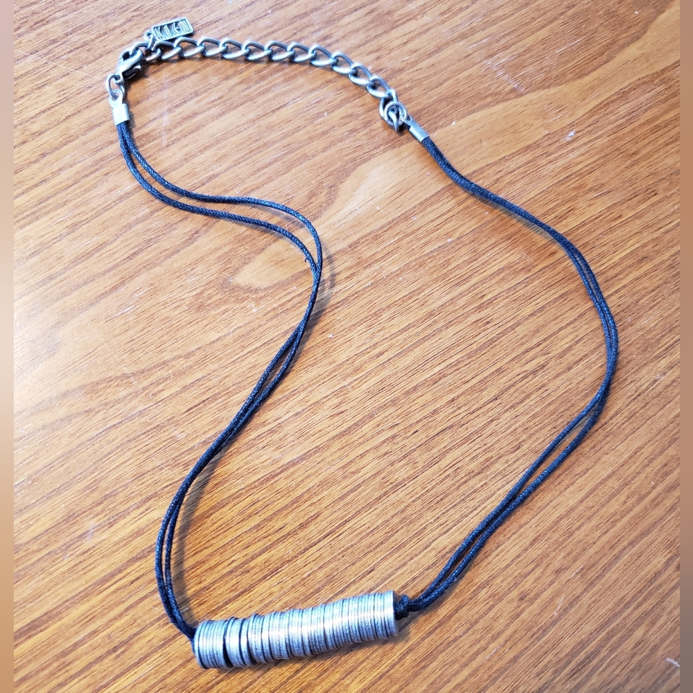 KIEN 90s Matte Silver Grey Metal Washer Necklace
